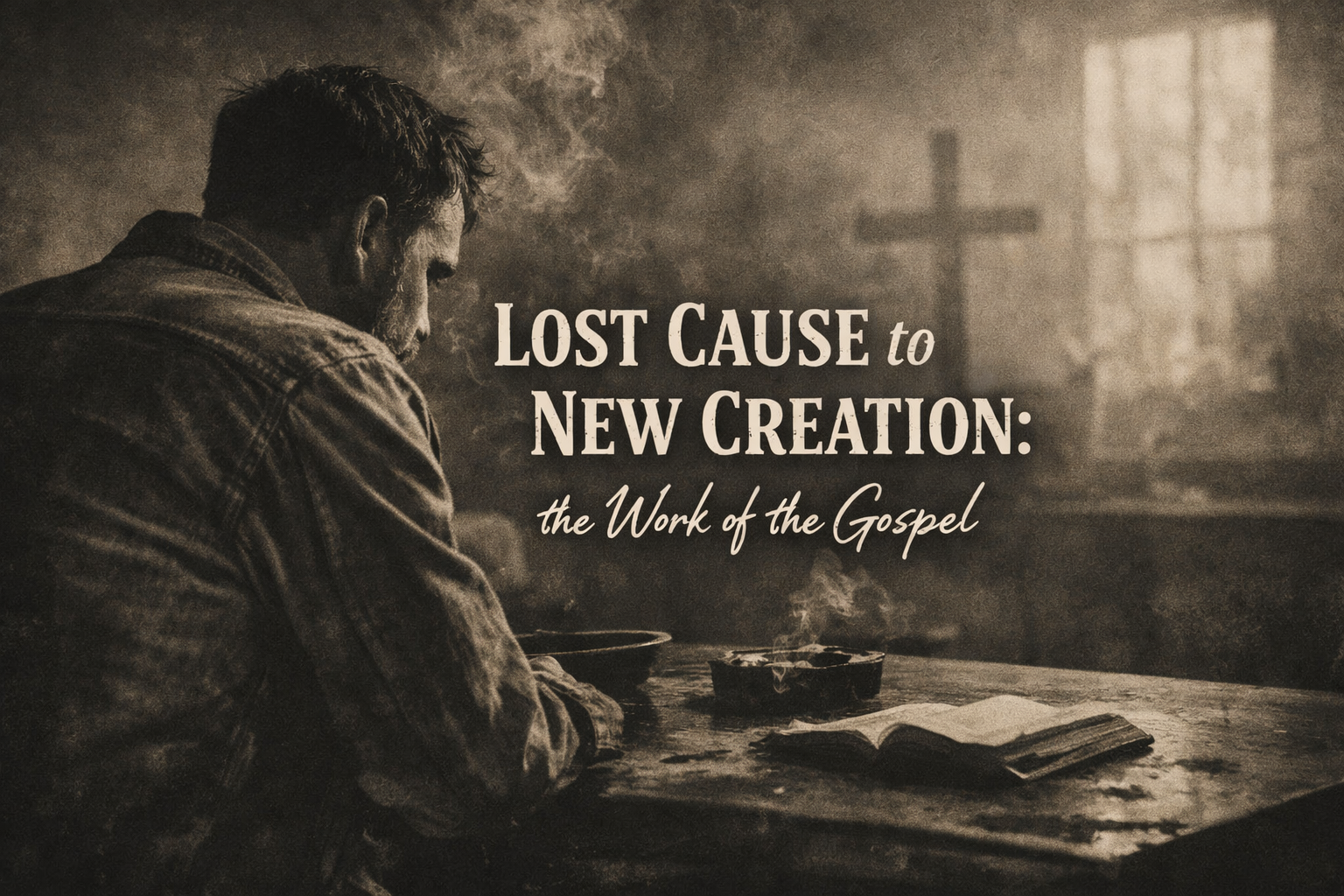 A man in his study with an open Bible.